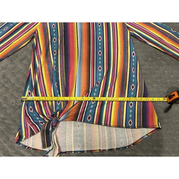 Avery Apparel Co XL Southwest Colorful Striped Womens Shirt 3/4 Length Sleeves - Picture 7 of 9